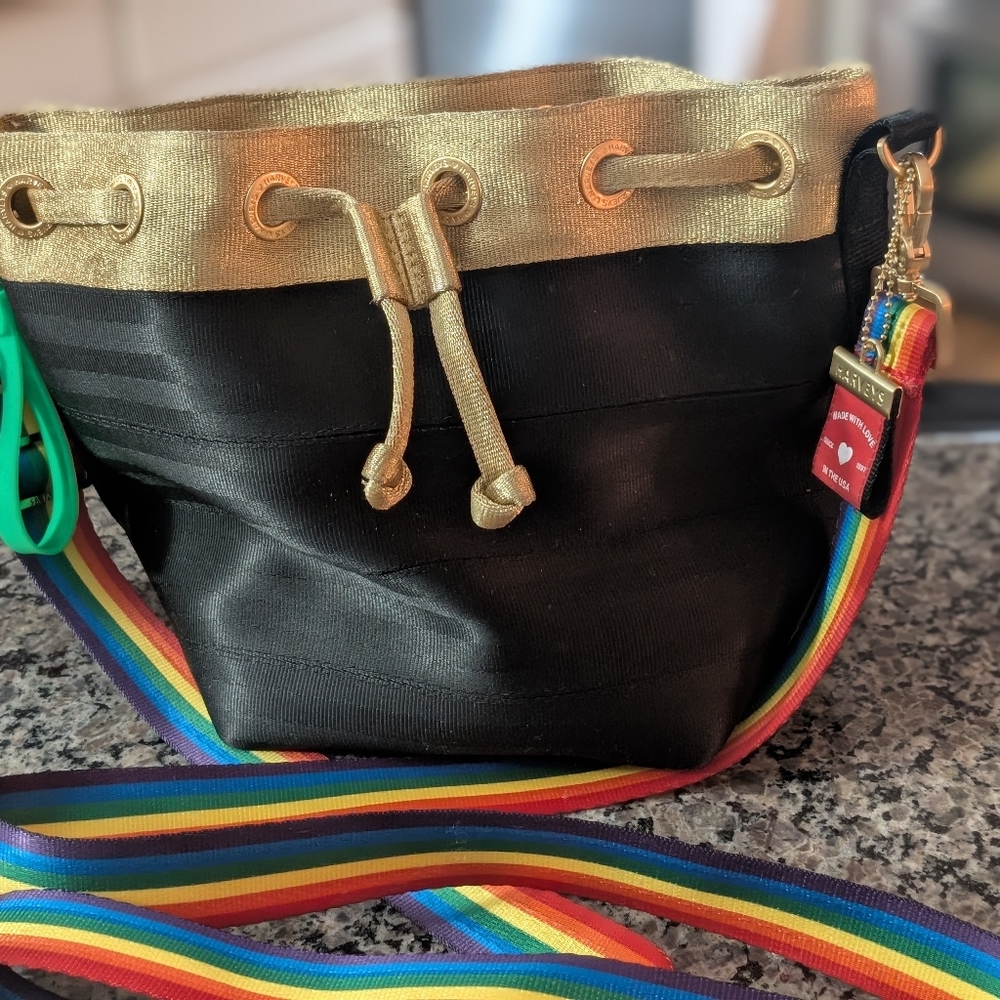 Harveys Black and Gold Shoulder Bag